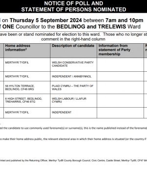 By-Election in the Bedlinog and Trelewis Ward