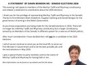 Senedd Member Dawn Bowden won’t be seeking re-election in 2026.